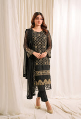 Zouj Unstitched 3 Piece Luxe Chiffon Edit Collection'2025-Auric Night