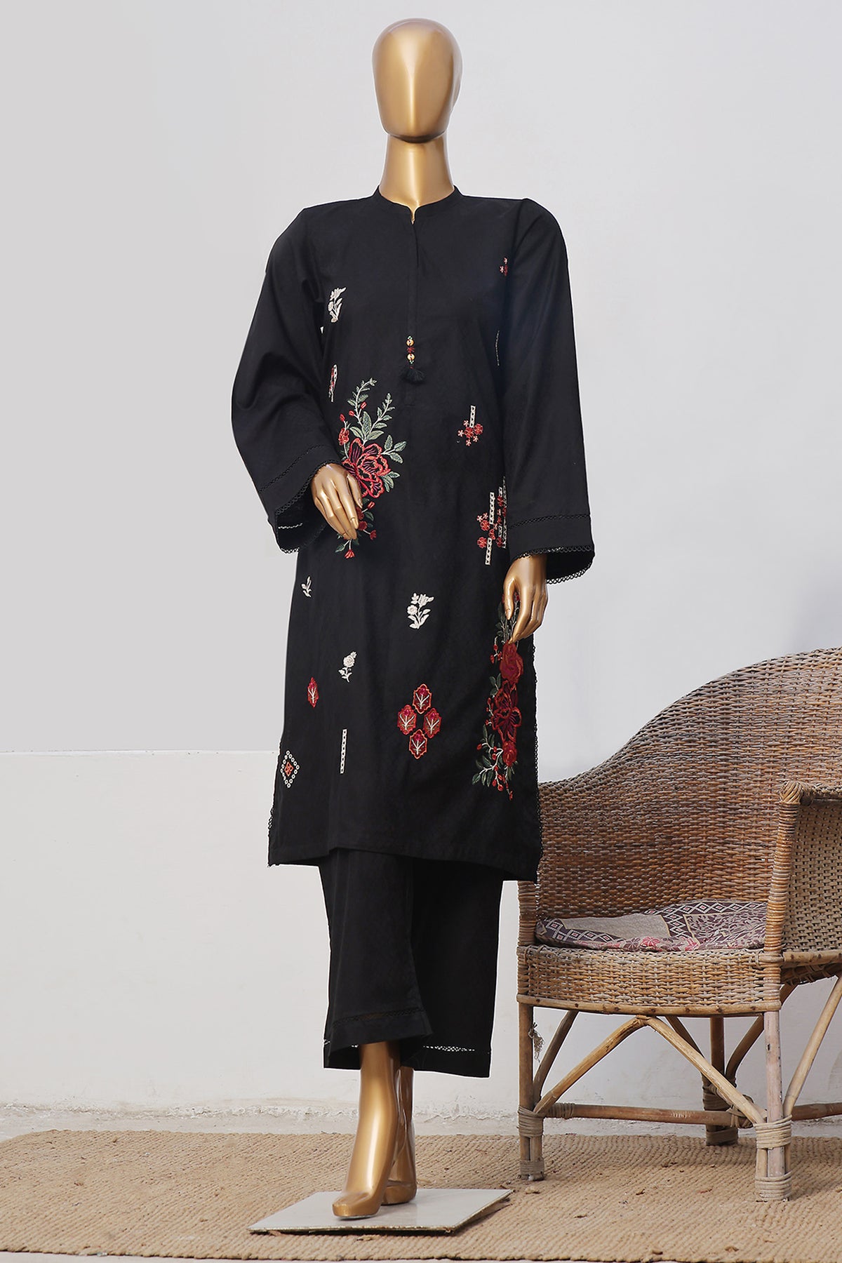 Sada Bahar Stitched 2 Piece Co Ords Emb Jacquard Vol-05 Collection'2024-D-01-Black