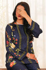 Hazel By Aizal Stitched Co Ords Slub Linen Winter Vol-02 Collection'2025-AHZL-01-Blue