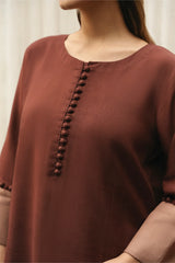 Suave By Mannat Clothing Stitched Formals Edit Suit-Espresso