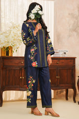 Hazel By Aizal Stitched Co Ords Slub Linen Winter Vol-02 Collection'2025-AHZL-01-Blue