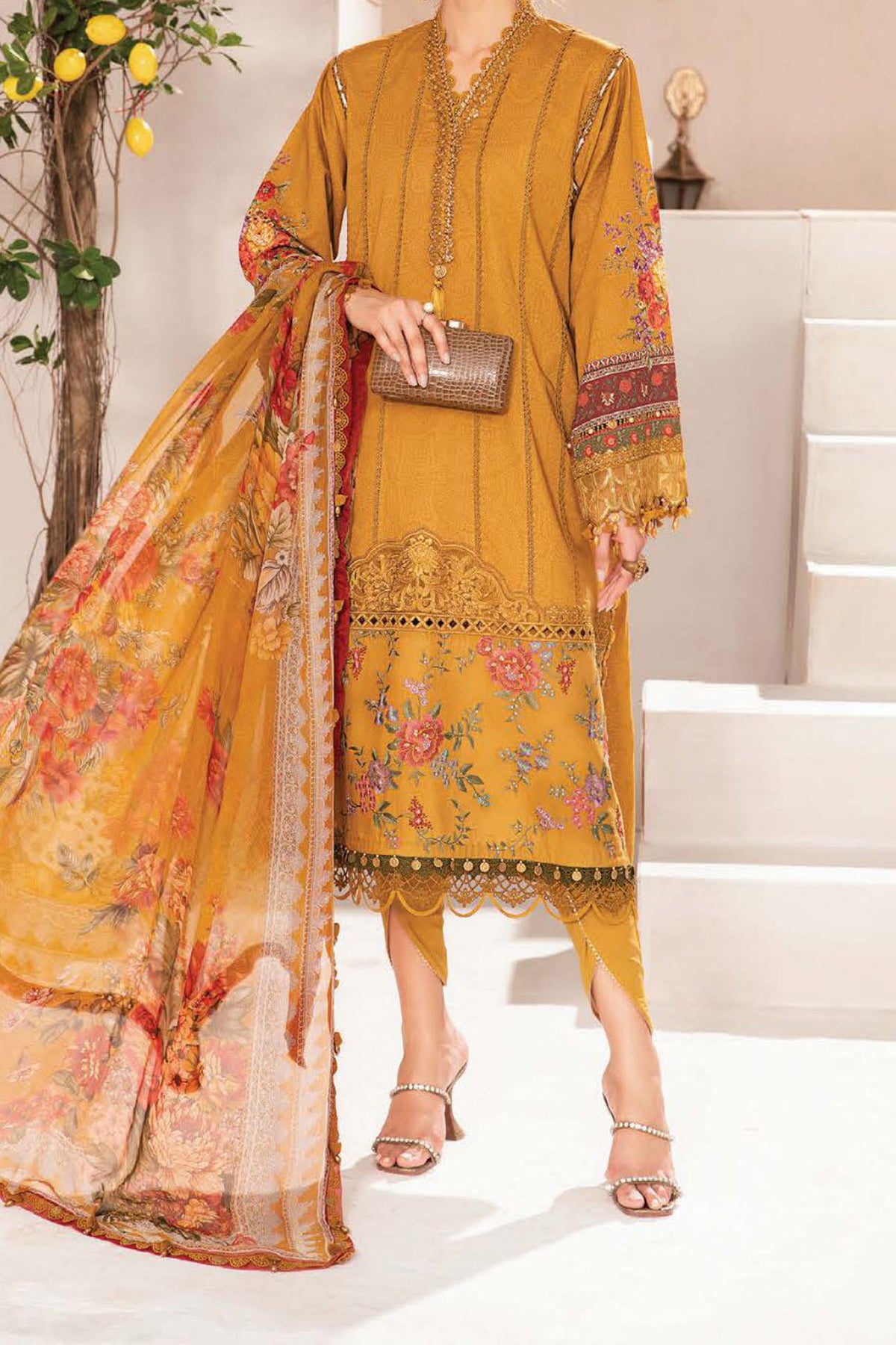 M Prints By Maria B Unstitched 3 Piece Luxury Emb Lawn Eid 2 Edit Collection'2024-MPT-2202-A