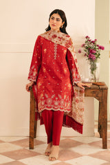 Festive Edit By Sahar Unstitched 3 Piece Emb Lawn Collection-02-Antique Rosewood