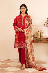 Festive Edit By Sahar Unstitched 3 Piece Emb Lawn Collection-02-Antique Rosewood