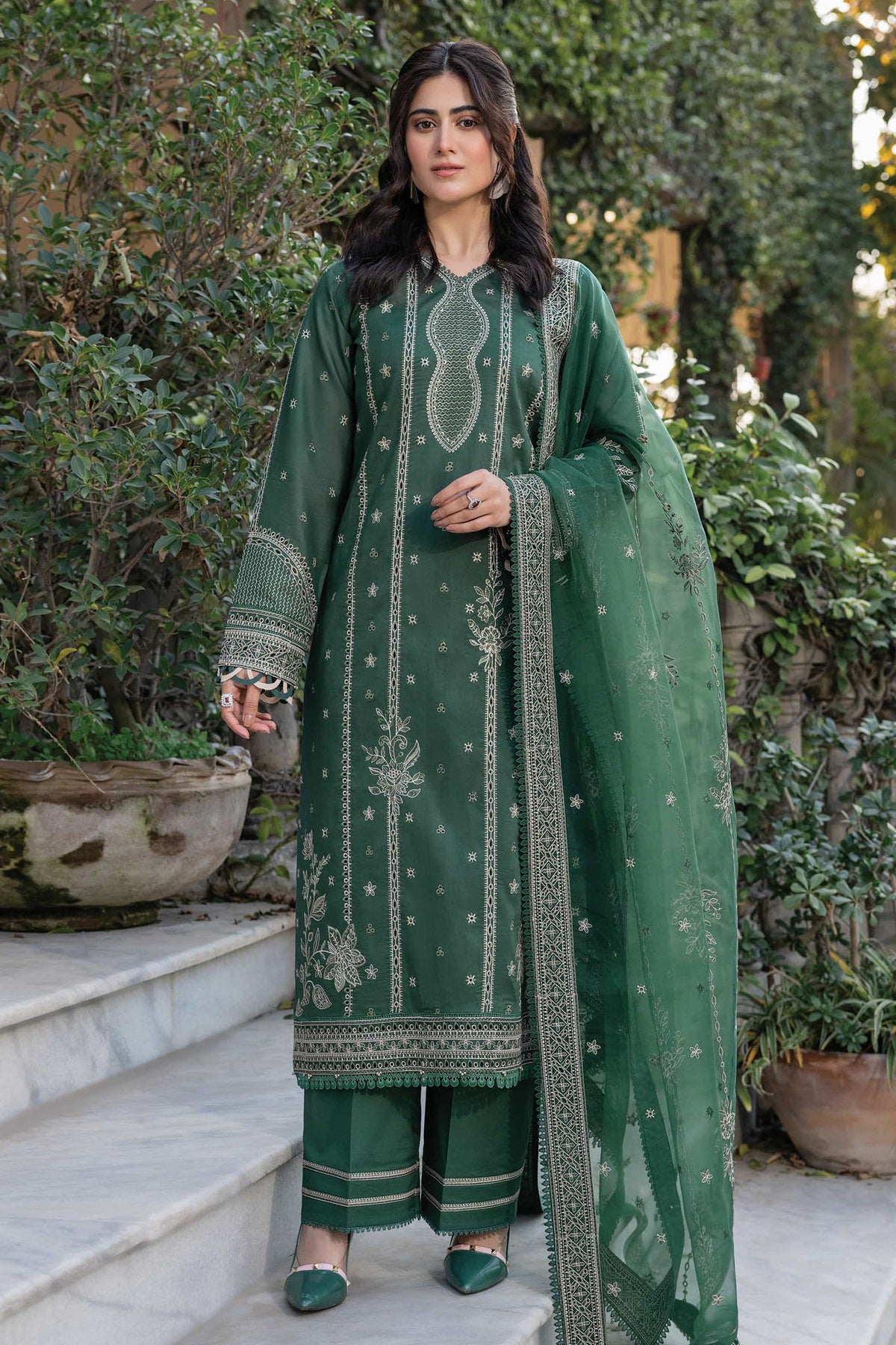 Bahar By Farasha Unstitched 3 Piece Emb Lawn Edit-II Collection-02-Emerald Eve