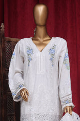 Bin Saeed Stitched 3 Piece Luxury Plain Emb Cotton Vol-03 Collection-LF-1812-White