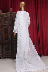 Bin Saeed Stitched 3 Piece Luxury Plain Emb Cotton Vol-03 Collection-LF-1812-White