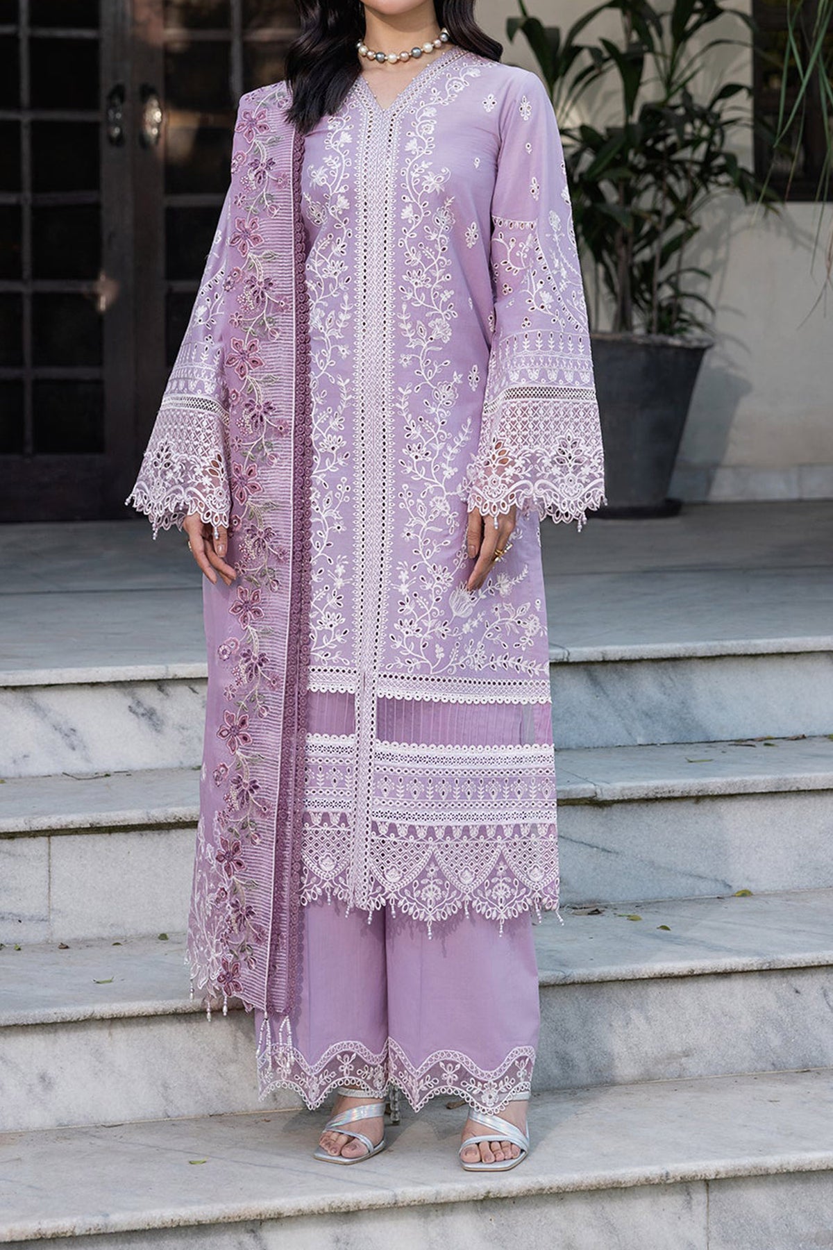 Bahaar by Farasha Unstitched 3 Piece Emb Lawn Collection'2024-02-Lilac Florine