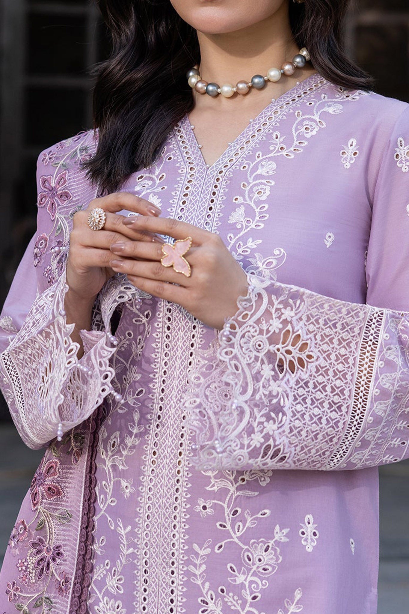 Bahaar by Farasha Unstitched 3 Piece Emb Lawn Collection'2024-02-Lilac Florine