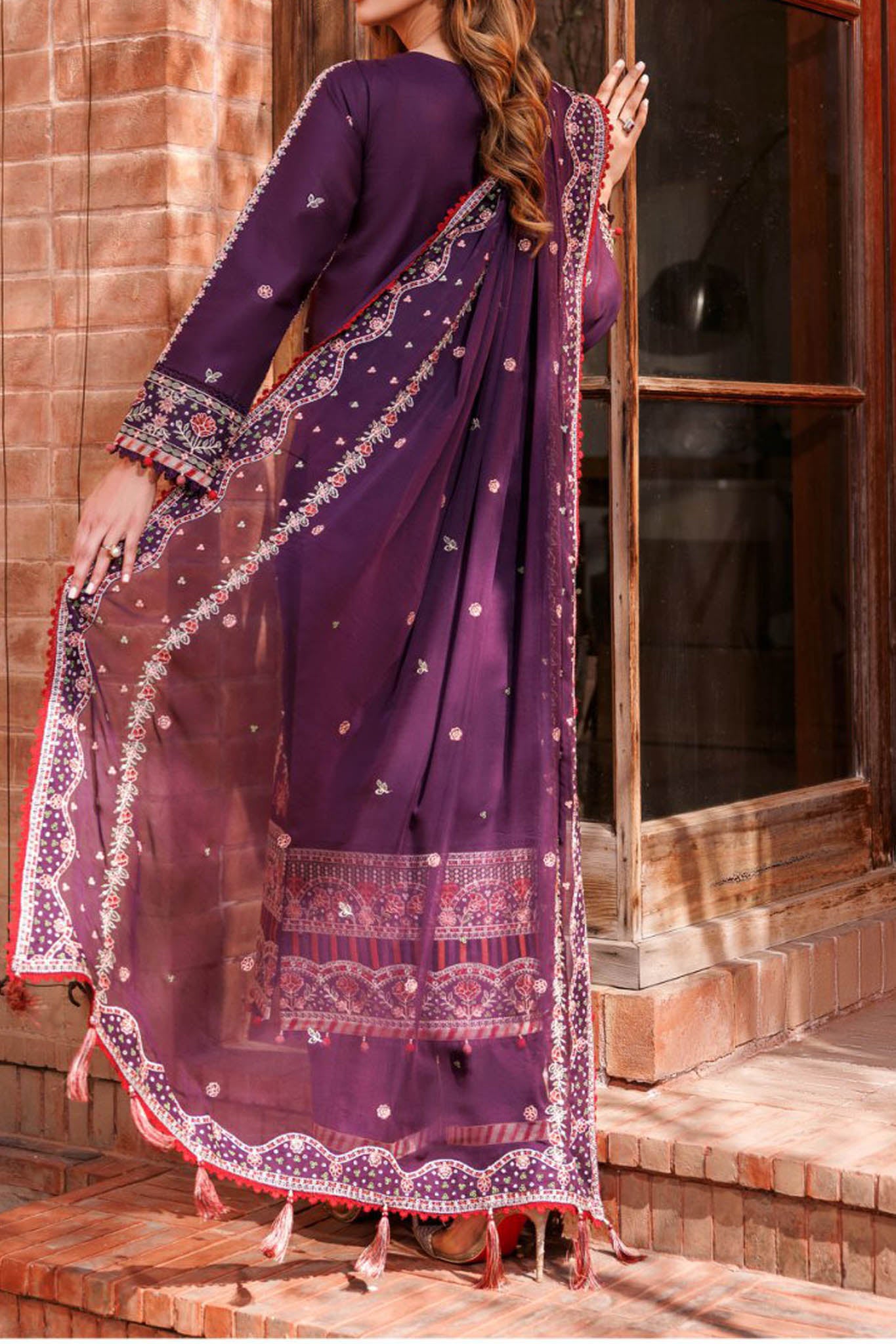 Kaavish By Farasha Unstitched 3 Piece Eid Festive Lawn Collection'2024-02-Shadow Berry