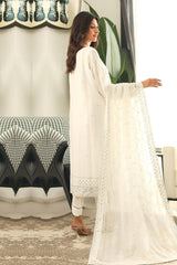 Mushq By Azmeerah Stitched 3 Piece Luxury Chiffon Pret Collection-02-Snow White