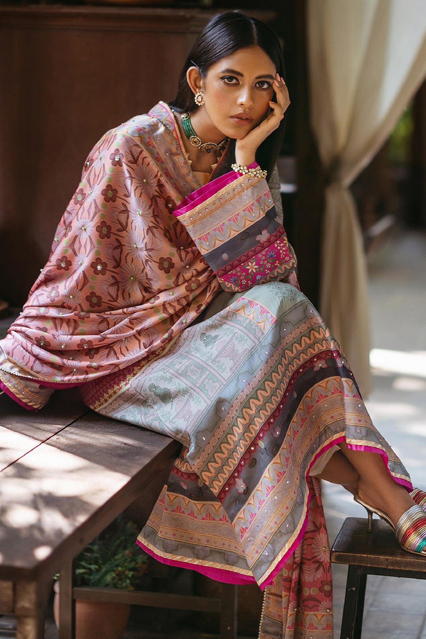 Nirvana By Mushq Unstitched 3 Piece Silk Edit Collection'2024-02-Taffy