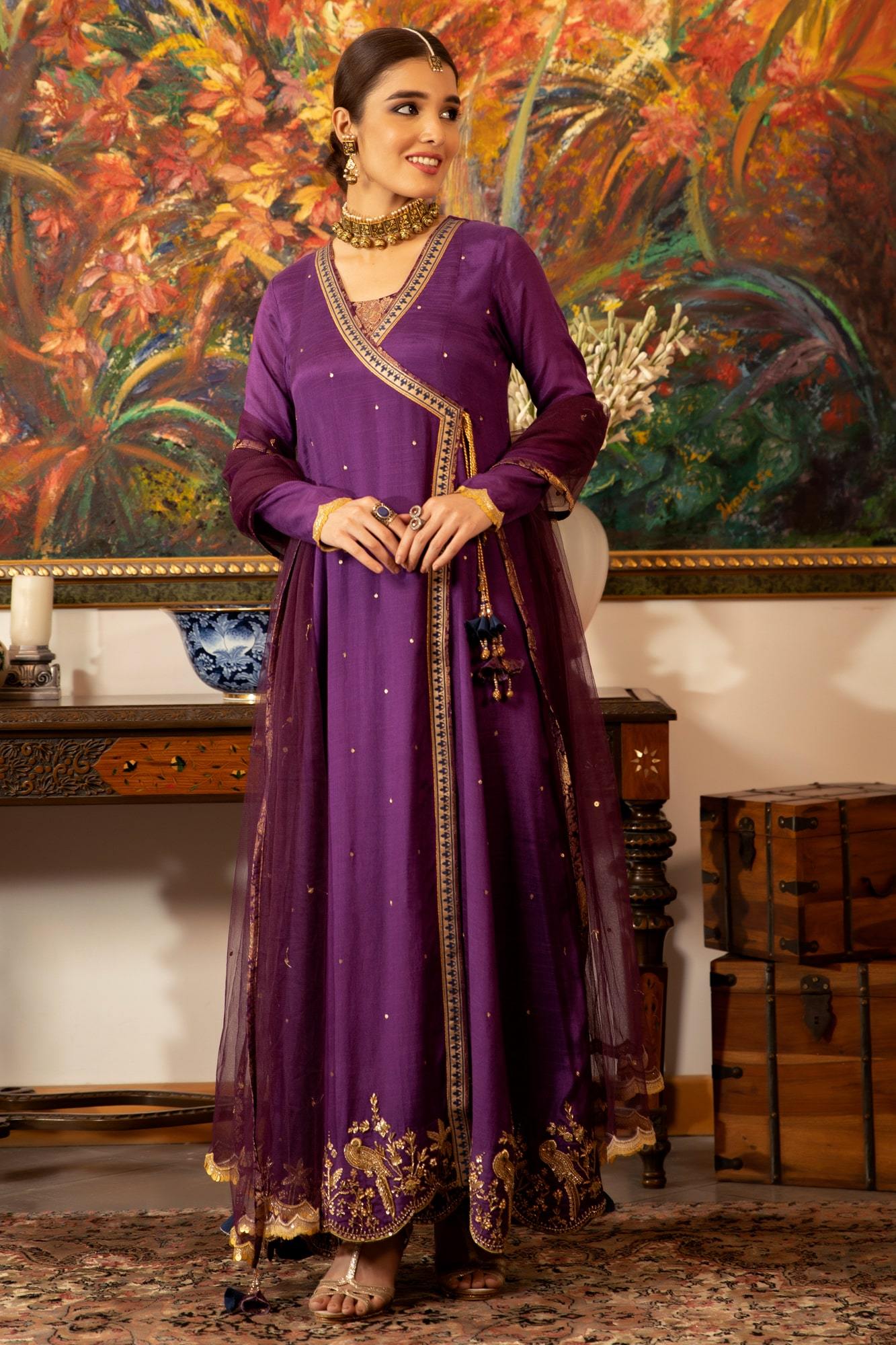 pakistani ready to wear raw silk dress