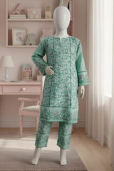 Aroob Stitched 3 Piece Kids Cotton Collection'2025-D-0225-Green