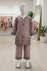 Aroob Stitched 3 Piece Kids Formals Collection'2025-D-0231-Tea Pink