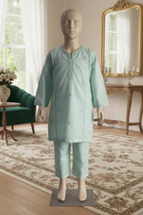 Aroob Stitched 3 Piece Kids Cotton Collection'2025-D-0233-Light Green