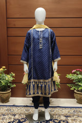 Aroob Stitched 3 Piece Kids Formals Collection'2025-D-0235-Blue