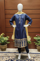 Aroob Stitched 3 Piece Kids Formals Collection'2025-D-0235-Blue