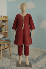 Aroob Stitched 3 Piece Kids Formals Collection'2025-D-0236-Maroon