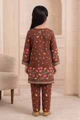 Aroob Stiched 2 Piece Summer Suit-D-0273-BROWN