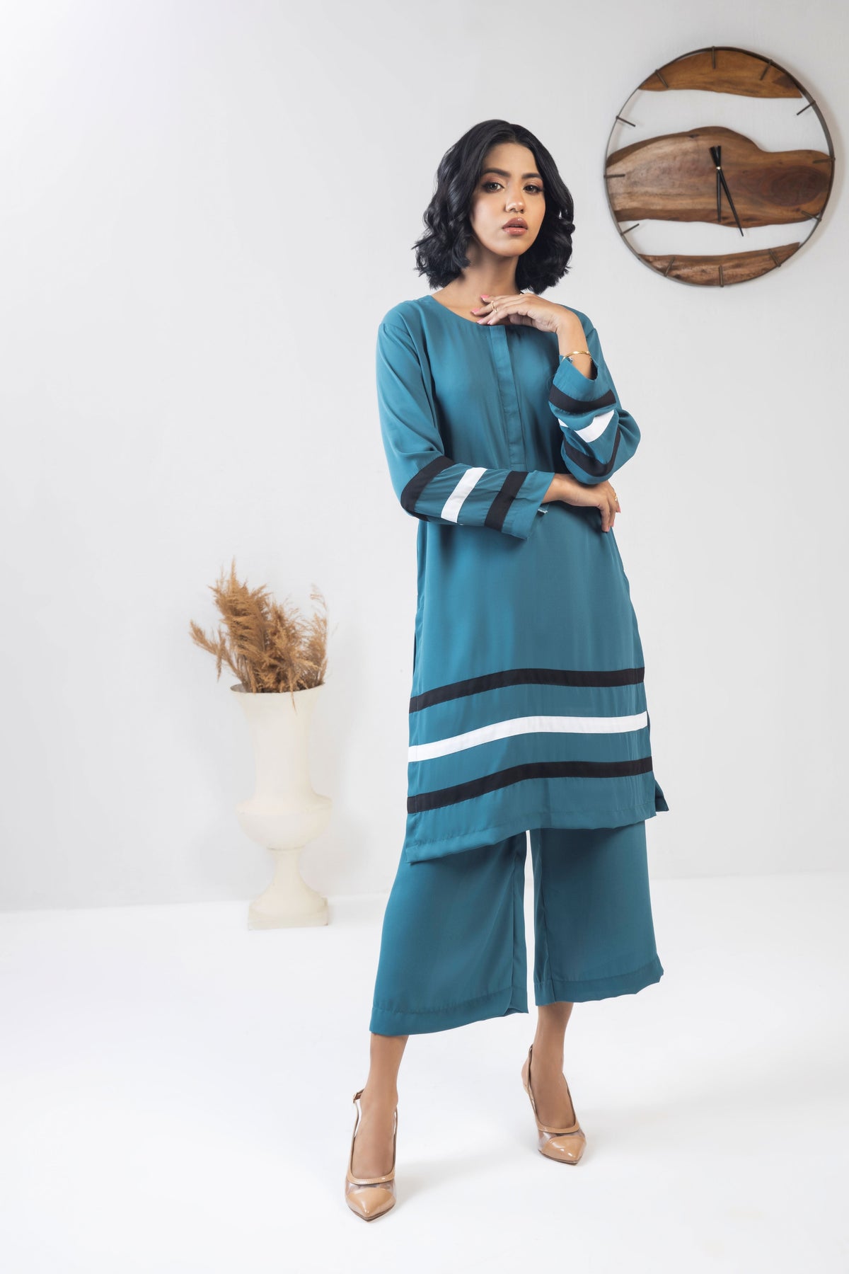 Malhaa Fashion Stitched 2 Piece Summer Collection-Alora - Teal