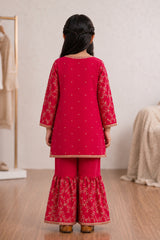 Aroob Stiched 3 Piece Emb Formals Gharara Suit-D-0282-PINK