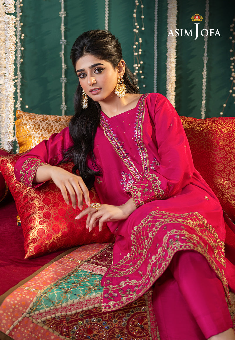 Asim Jofa Tara Sitara Ajtm-03 - 2 Pcs Embroidered Raw Silk 2 Pcs