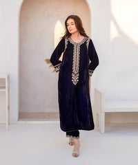 Dastoor By Kross Kulture Stitched 2Pc - Velvet Emb Suit