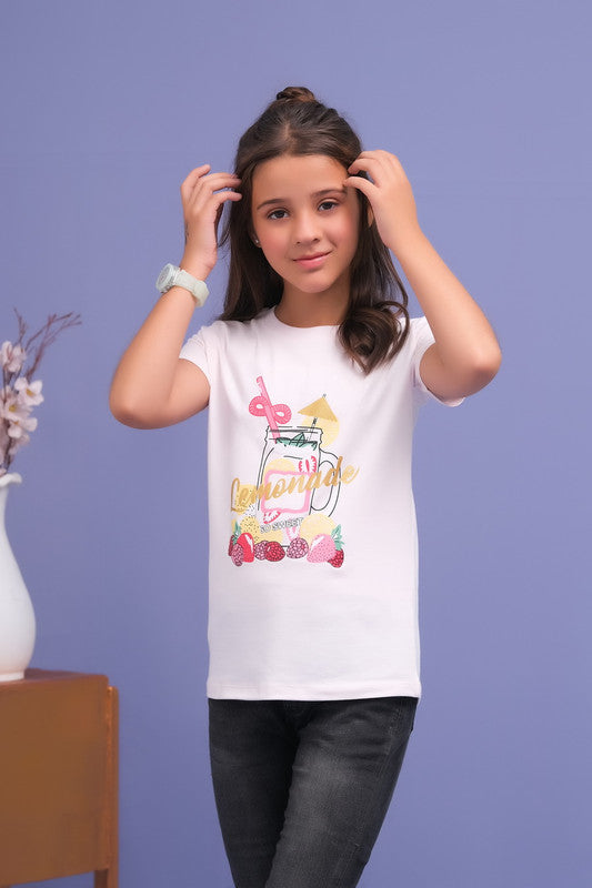 Sprinkles Stitched 1 Piece Summer Shirts Kids Collection'2025-Baby Pink Lemonade Print Tee