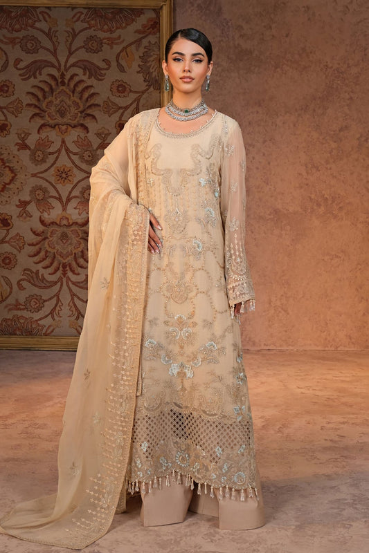 Lamisah Zebaish by Lavish Unstitched 3 Piece Luxury Chiffon Collection'2024-03-Beige