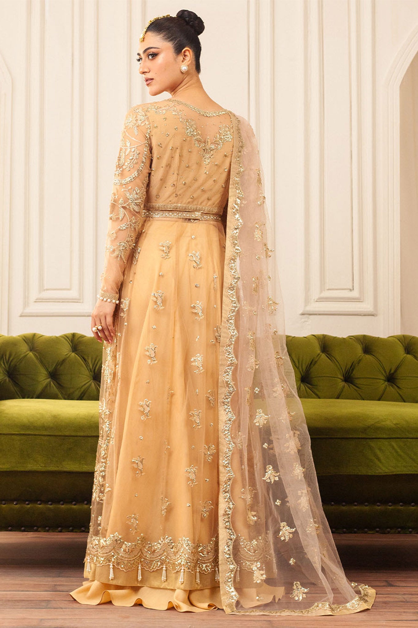 Hemline By Mushq Unstitched 3 Piece Aura Debut Wedding Collection'2024-03-Chamois