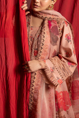 Sheen by Alizeh Unstitched 3 Piece Prints Lawn Collection'2024-03-Coral Peach