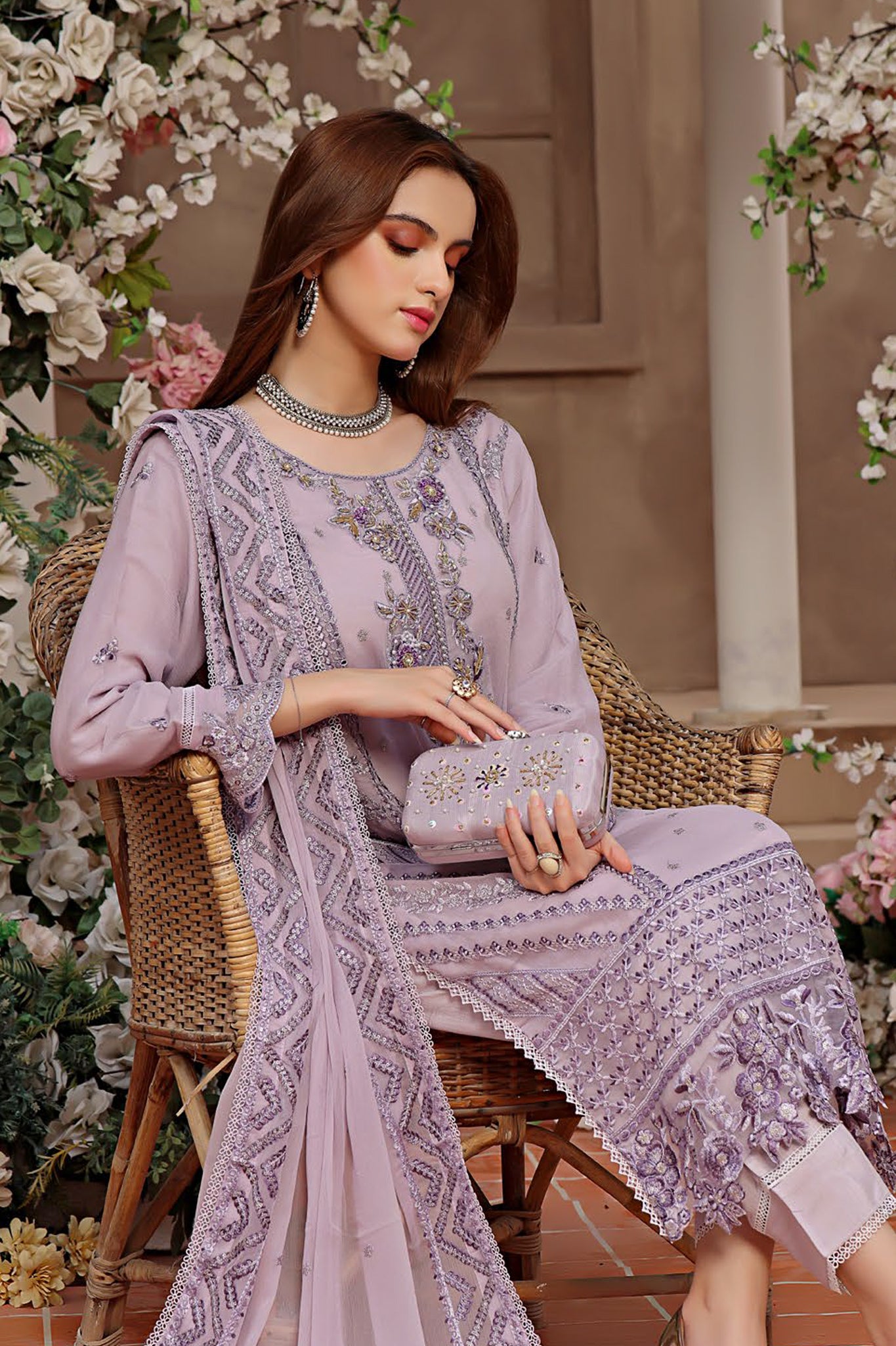 Hazel By Guzel Stitched 3 Piece Festive Formals with Clutch Collection'2024-03-Lily