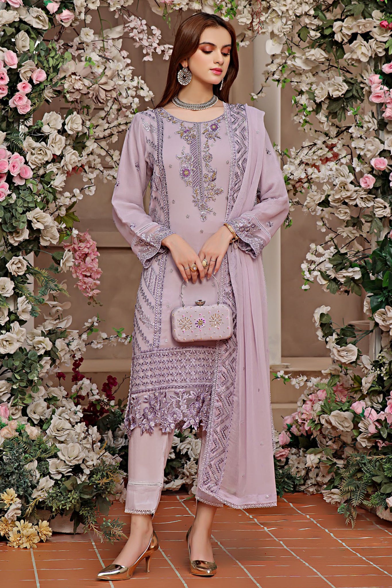 Hazel By Guzel Stitched 3 Piece Festive Formals with Clutch Collection'2024-03-Lily