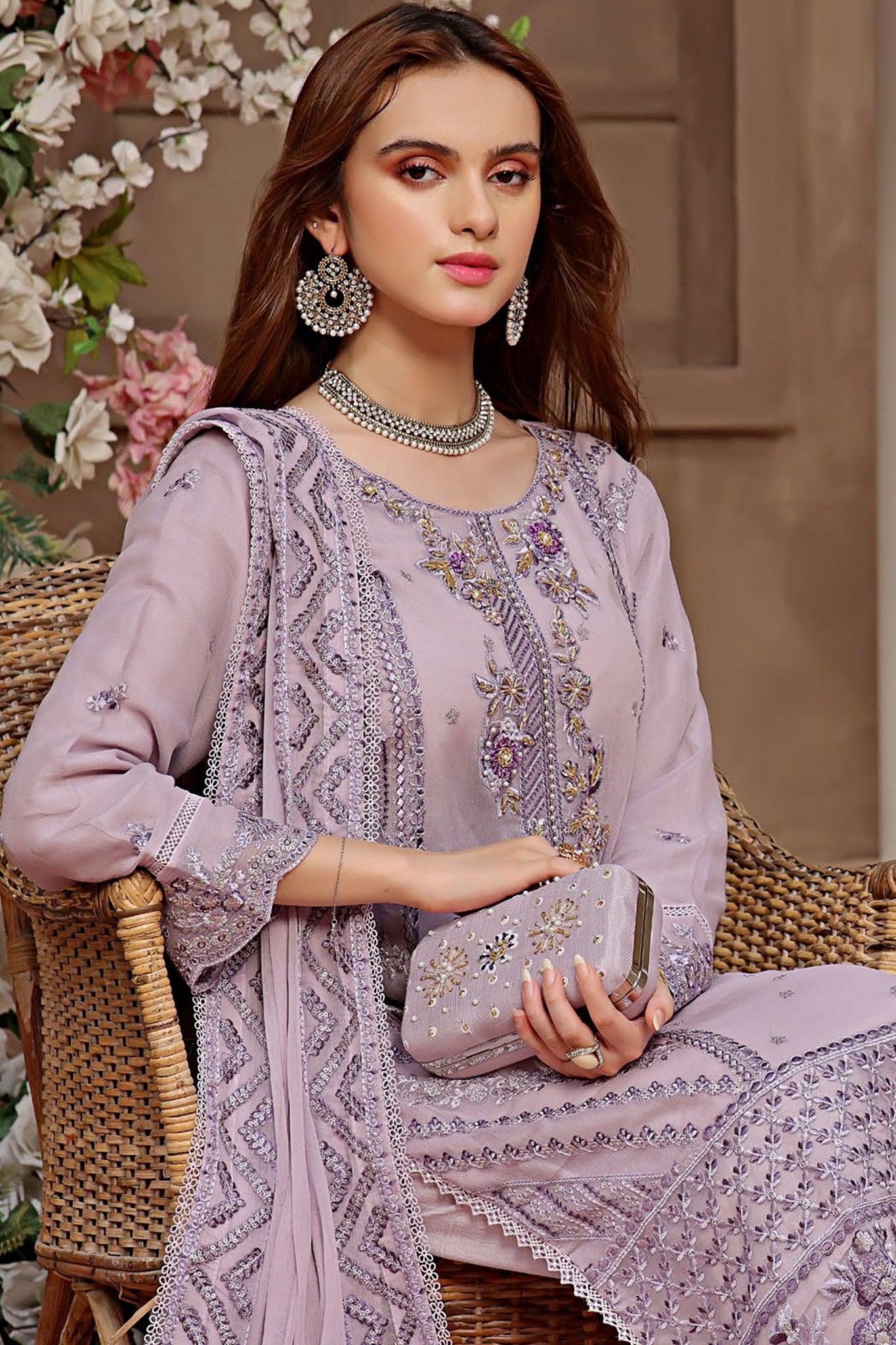 Hazel By Guzel Stitched 3 Piece Festive Formals with Clutch Collection'2024-03-Lily