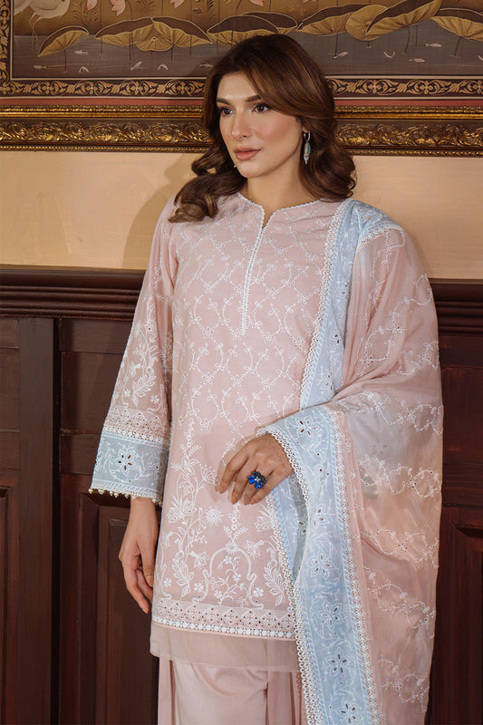 Festive Edit By Sahar Unstitched 3 Piece Chikankari Lawn Collection-03-Pastel Rose