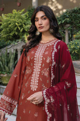 Bahar By Farasha Unstitched 3 Piece Emb Lawn Edit-II Collection-03-Russet Dusk