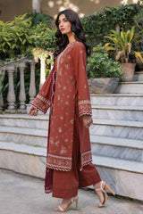 Bahar By Farasha Unstitched 3 Piece Emb Lawn Edit-II Collection-03-Russet Dusk