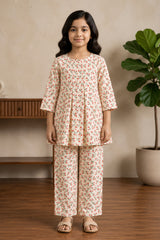 Aroob Stiched 2 Piece Cotton Co-Ord Set-D-0303-RED