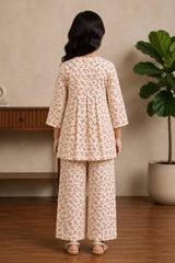 Aroob Stiched 2 Piece Cotton Co-Ord Set-D-0303-RED
