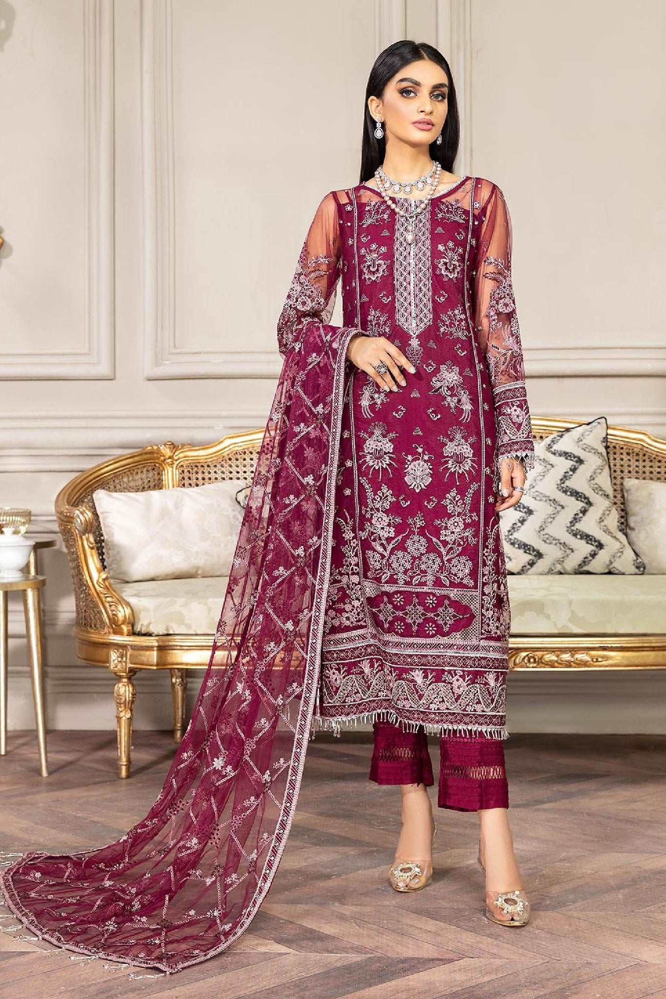 Amiraa by Farasha Unstitched 3 Piece Luxury Net Collection'2022-03-Aster