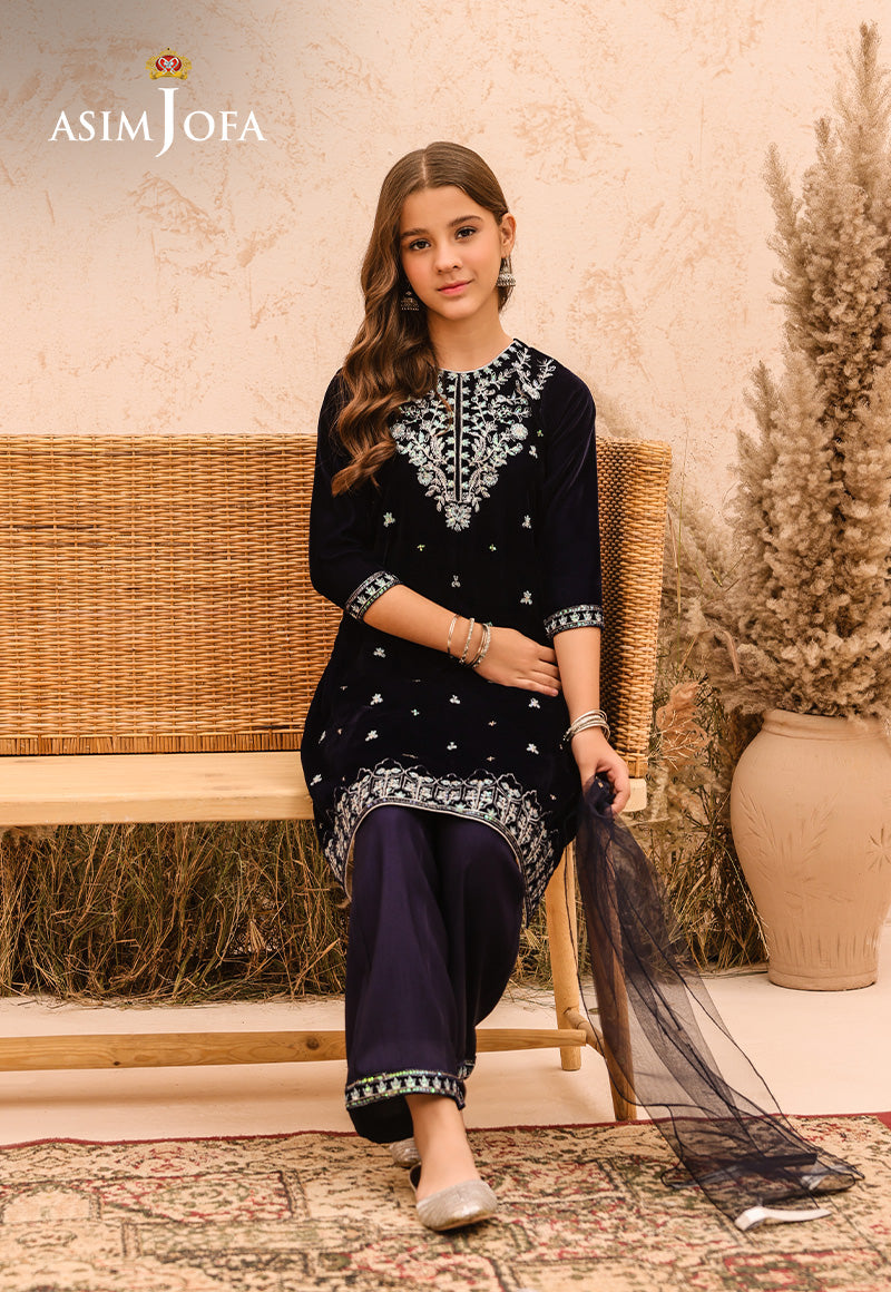 Asim Jofa Velvet Kids Pret Ajkv-02 Embroidered Velvet 3 Pcs