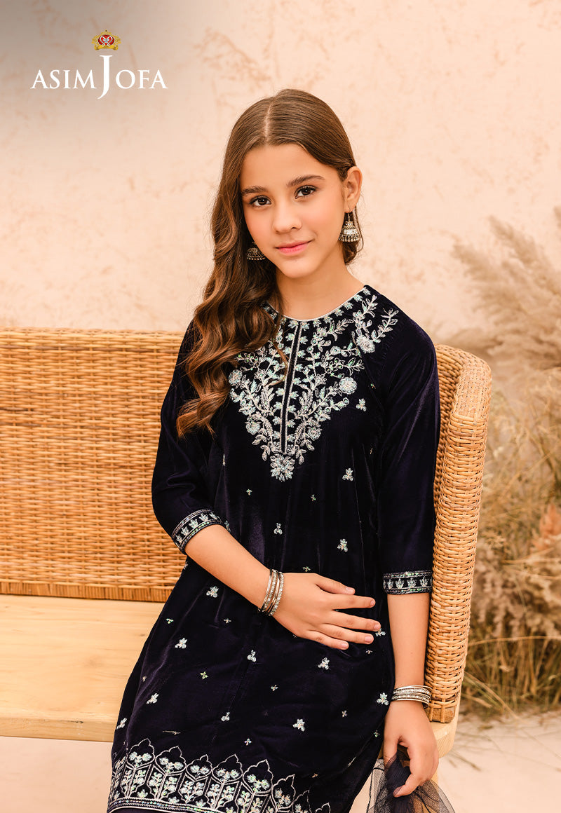 Asim Jofa Velvet Kids Pret Ajkv-02 Embroidered Velvet 3 Pcs