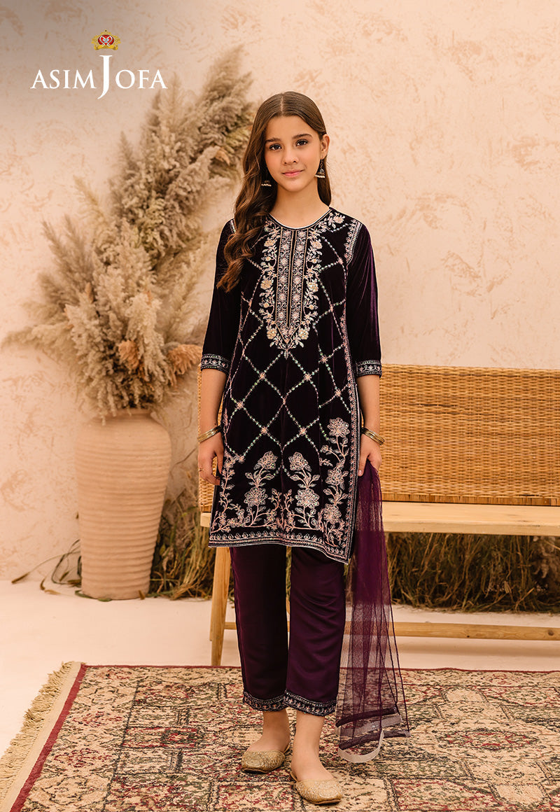Asim Jofa Velvet Kids Pret Ajkv-08 Embroidered Velvet 3 Pcs