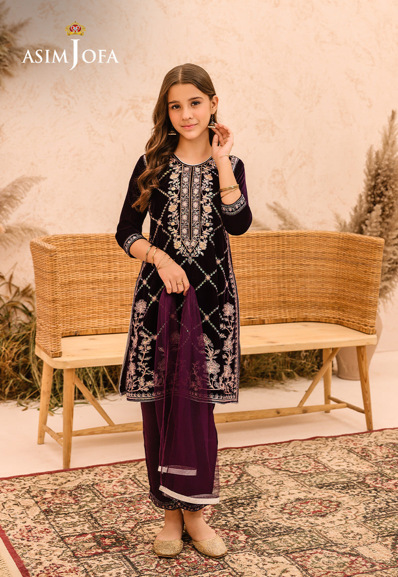 Asim Jofa Velvet Kids Pret Ajkv-08 Embroidered Velvet 3 Pcs
