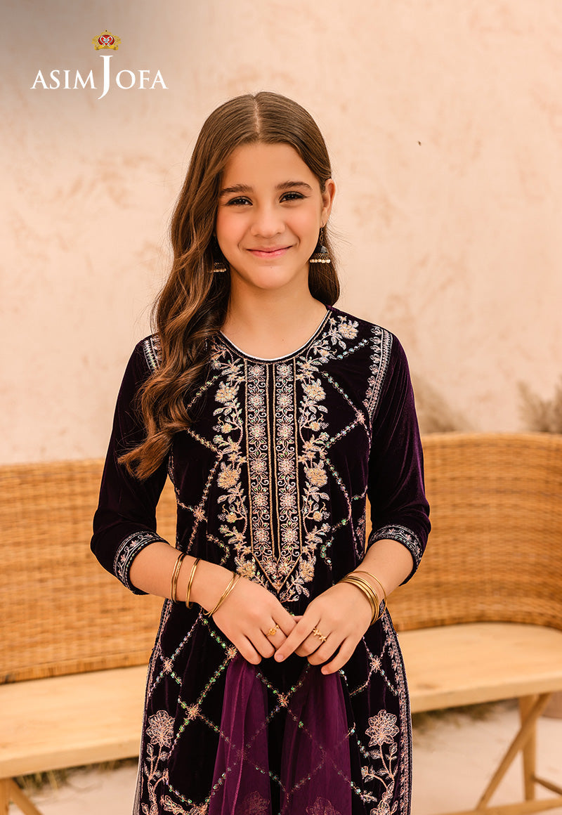 Asim Jofa Velvet Kids Pret Ajkv-08 Embroidered Velvet 3 Pcs