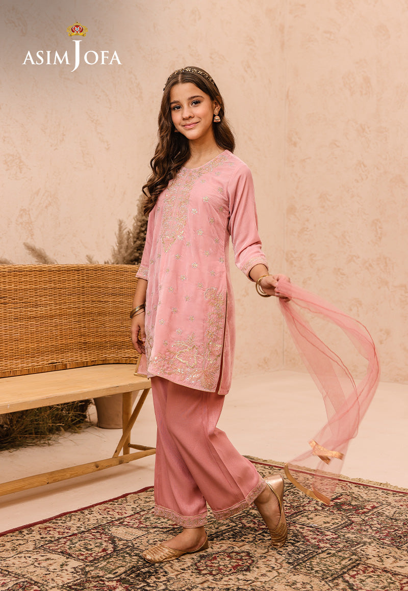 Asim Jofa Velvet Kids Pret Ajkv-09 Embroidered Velvet 3 Pcs