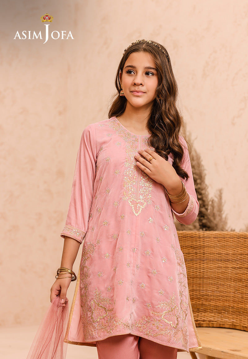 Asim Jofa Velvet Kids Pret Ajkv-09 Embroidered Velvet 3 Pcs