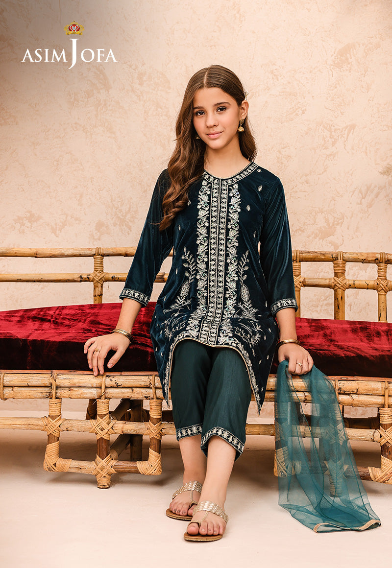 Asim Jofa Velvet Kids Pret Ajkv-07 Embroidered Velvet 3 Pcs