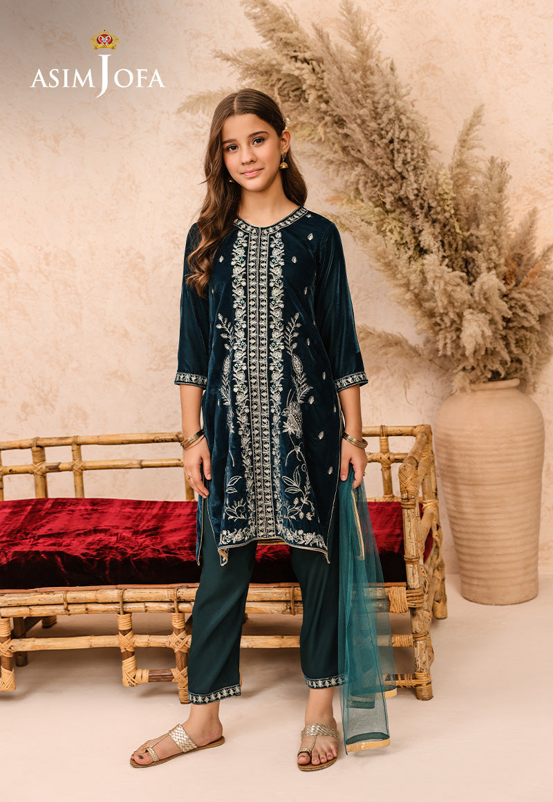 Asim Jofa Velvet Kids Pret Ajkv-07 Embroidered Velvet 3 Pcs